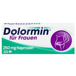 Eine Packung Schmerztabletten für Frauen mit 250 mg Naproxen.