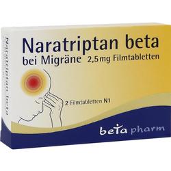 Verpackung von Naratriptan beta, ein Medikament gegen Migräne.
